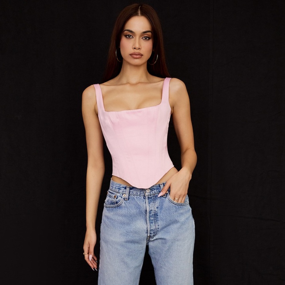 House of CB RAFA FAIRY PINK SATIN LONGLINE CORSET